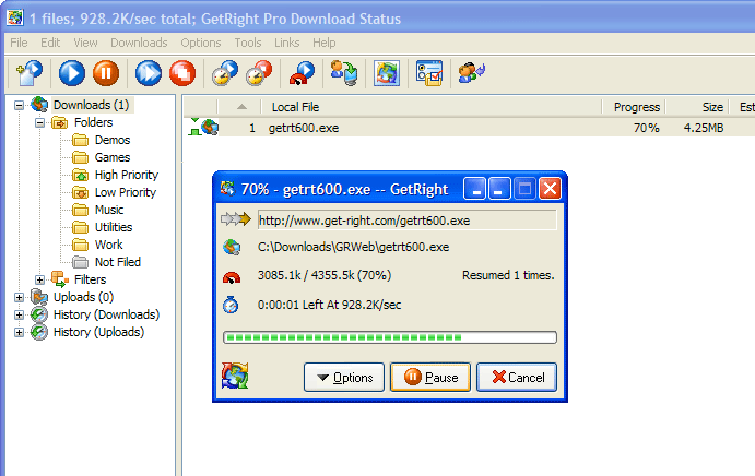 GetRight 6.5 screenshot