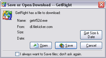 Save or Open Download Window